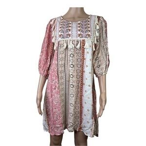 Rebellion Women dress Colorful Pullover 3/4 sleeve Sz L